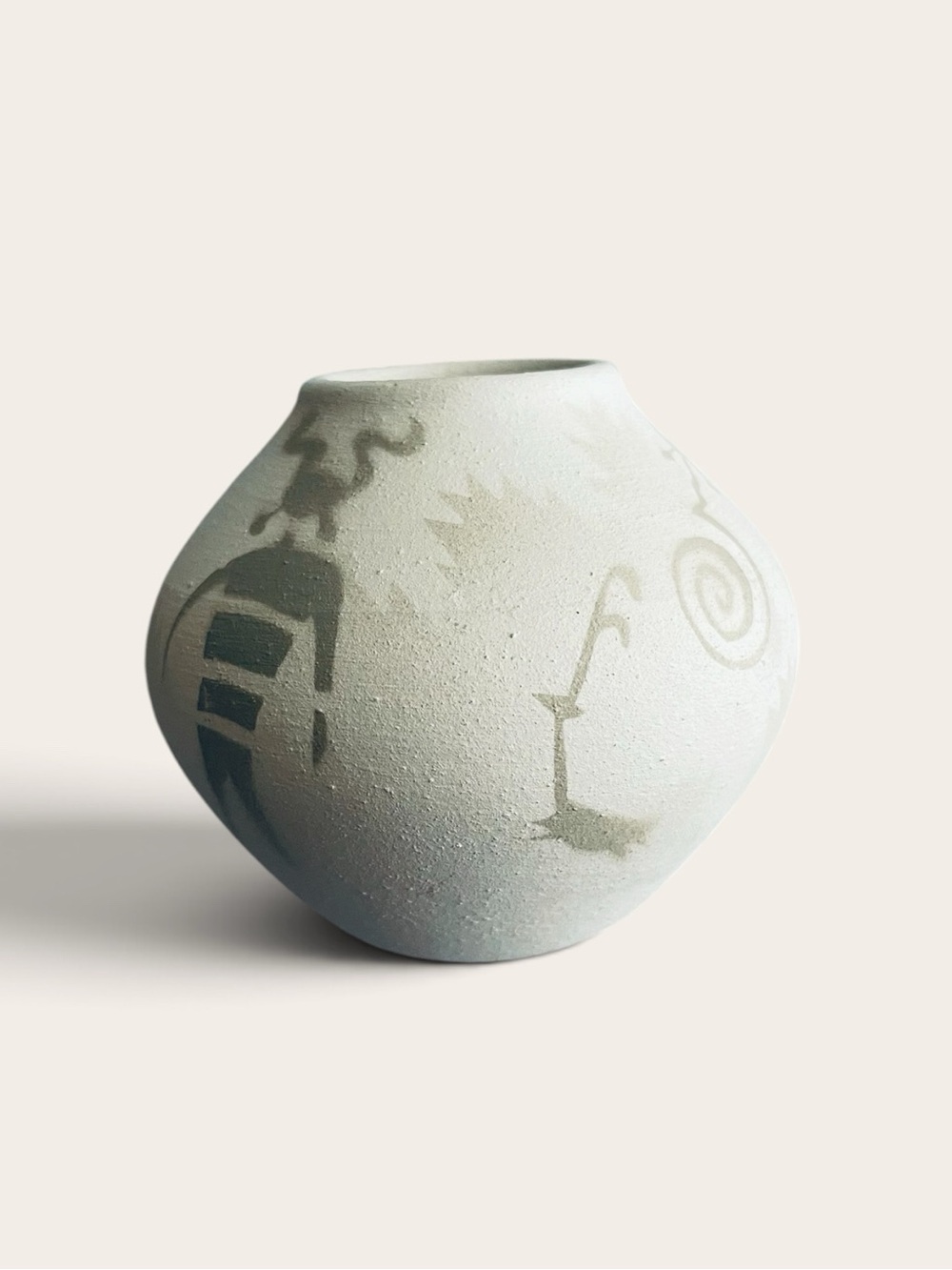 Dine’ Navajo pottery. Signed by artist. 3”